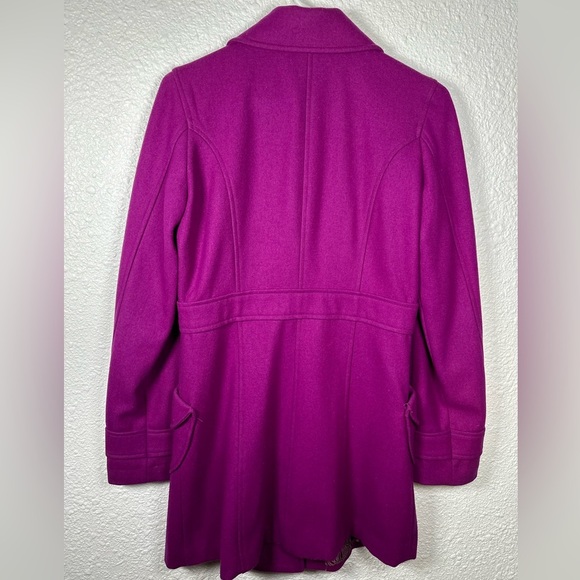 Tulle Women's Teal Wool Blend Coat Jacket Size Medium Button Up Pockets - Picture 6 of 6